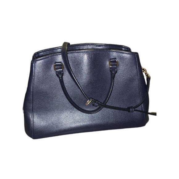 COACH Margot Dark Navy Blue Crossgrain Leather Carryall Satchel Bag EUC F34607 - Picture 3 of 14